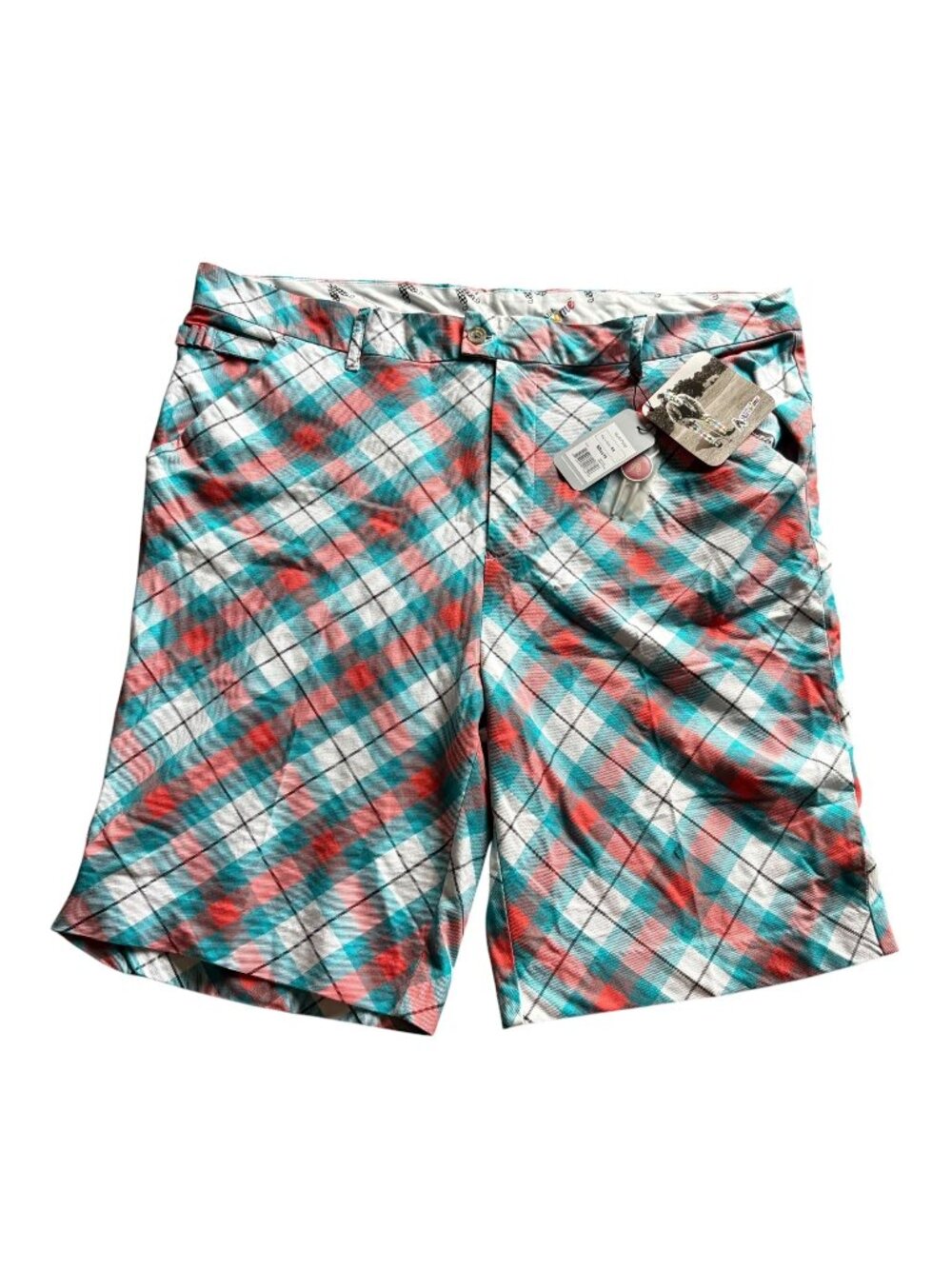 Royal and Awesome Mens Plaid Shorts Funky Fun Golf Athletic Size 44 NWT